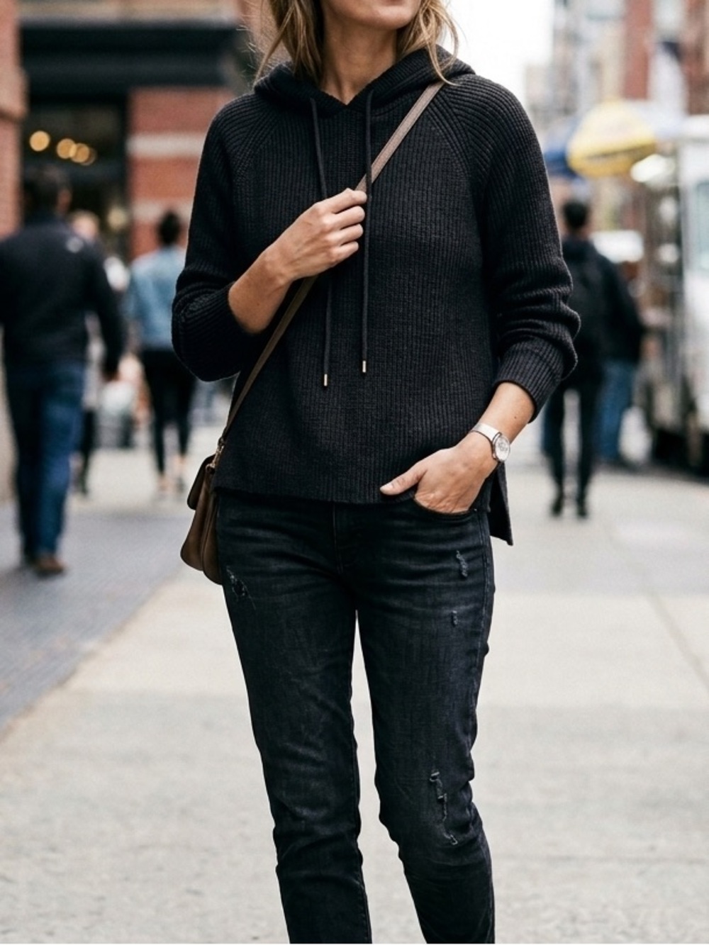 Women’s Charcoal Hooded Knit Sweater